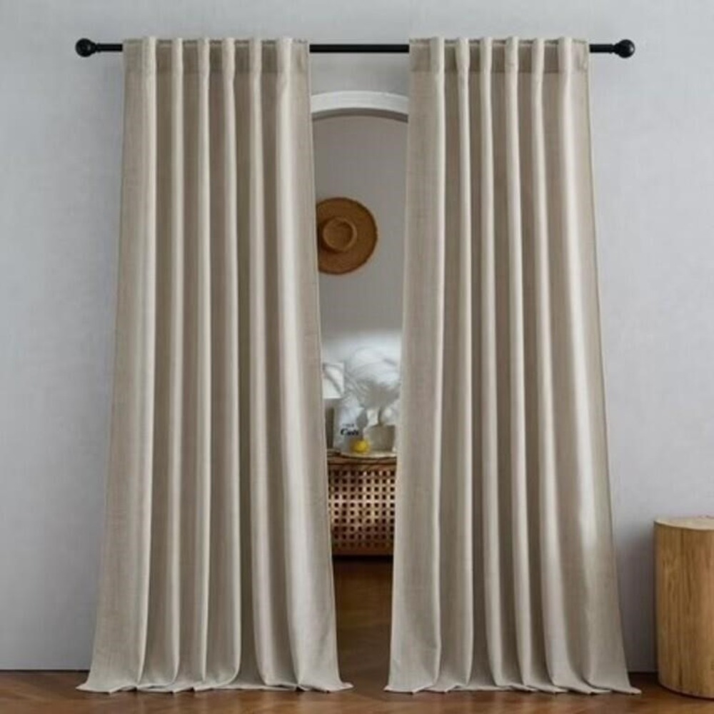 Nicetown 84in Linen Semi Sheer Curtains In Cream Color‎